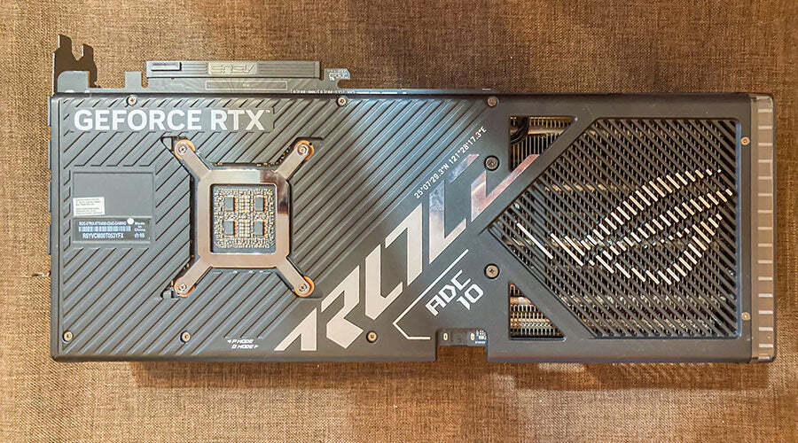 High-end graphics card displayed for resale evaluation at PayMore Roswell