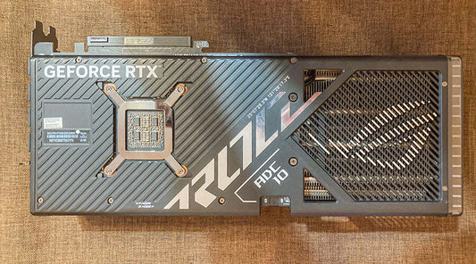 High-end graphics card displayed for resale evaluation at PayMore Roswell