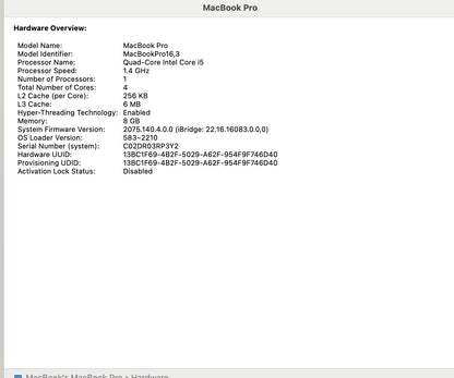 2020 Apple MacBook Air 13.3" i5 1.4GHz 8GB RAM 500GB SSD Silver A2289